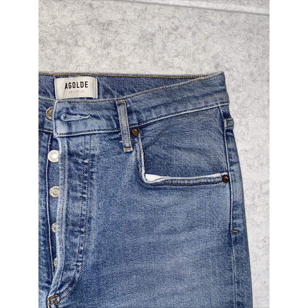 Agolde Riley Jeans Women's 27 Straight Leg High Rise Waist Button Fly Distressed - Picture 7 of 13